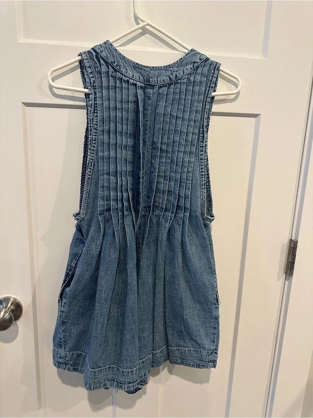 Free People Blue Denim Tie-Front Women's Romper
